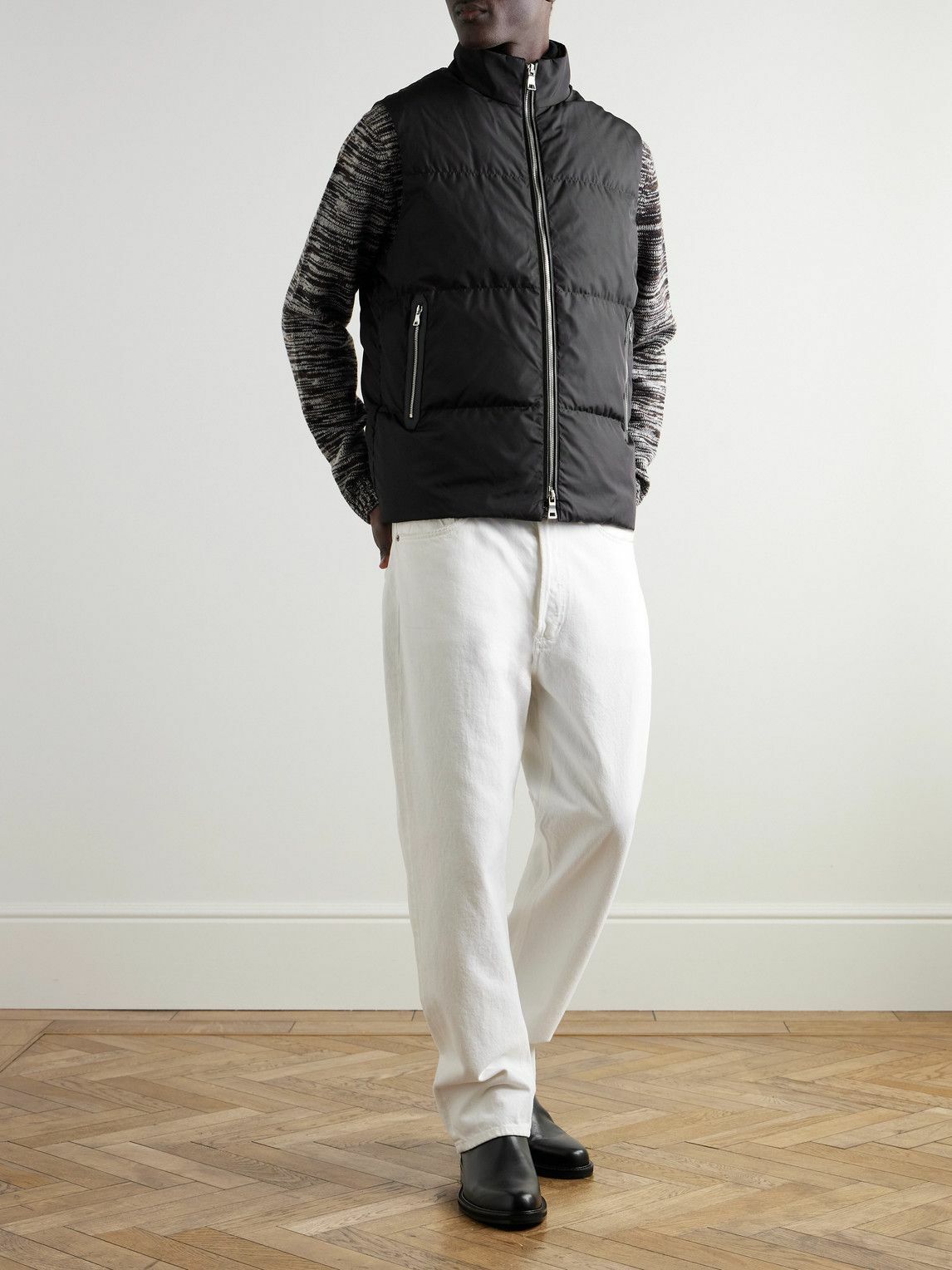 Mr P. - Padded Recycled-Shell Hooded Down Gilet - Black
