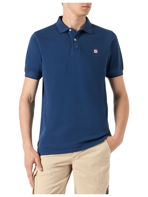 Photo: MC2 Saint Barth Blue Denim Piquet Polo With St. Barth Logo