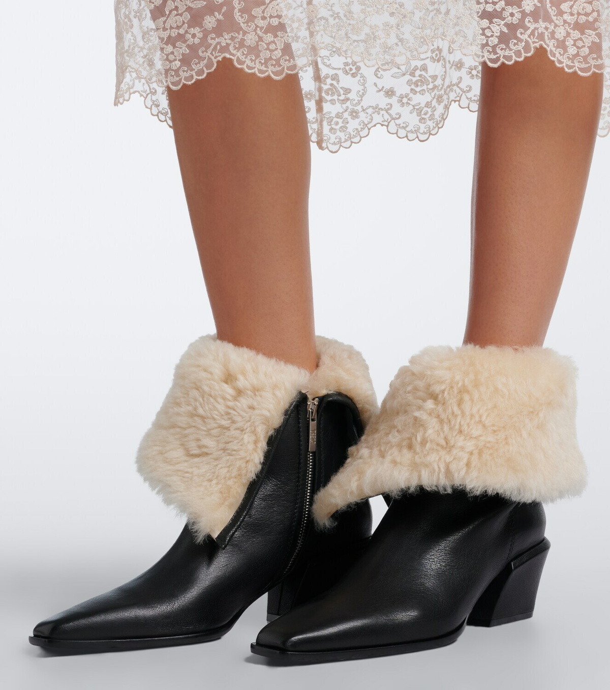 Paris Texas Bettina shearling-lined leather ankle boots