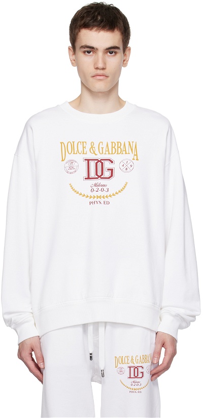 Photo: Dolce & Gabbana White Printed Sweatshirt