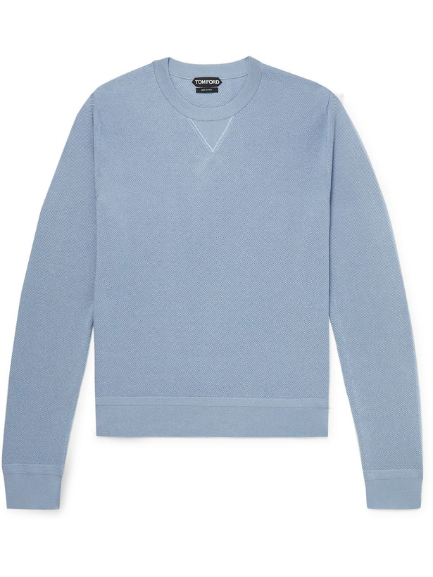 Photo: TOM FORD - Slim-Fit Cotton-Blend Sweater - Blue