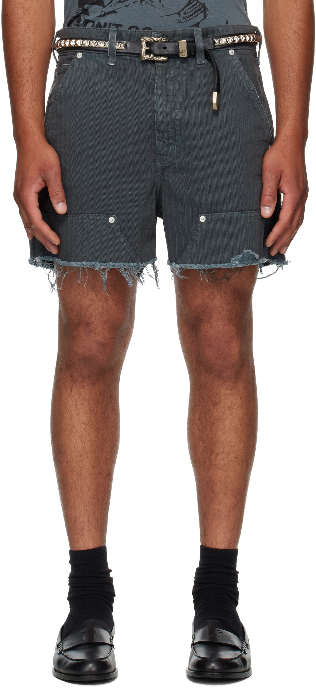Enfants Riches Déprimés Black Double Knee Paint Shorts