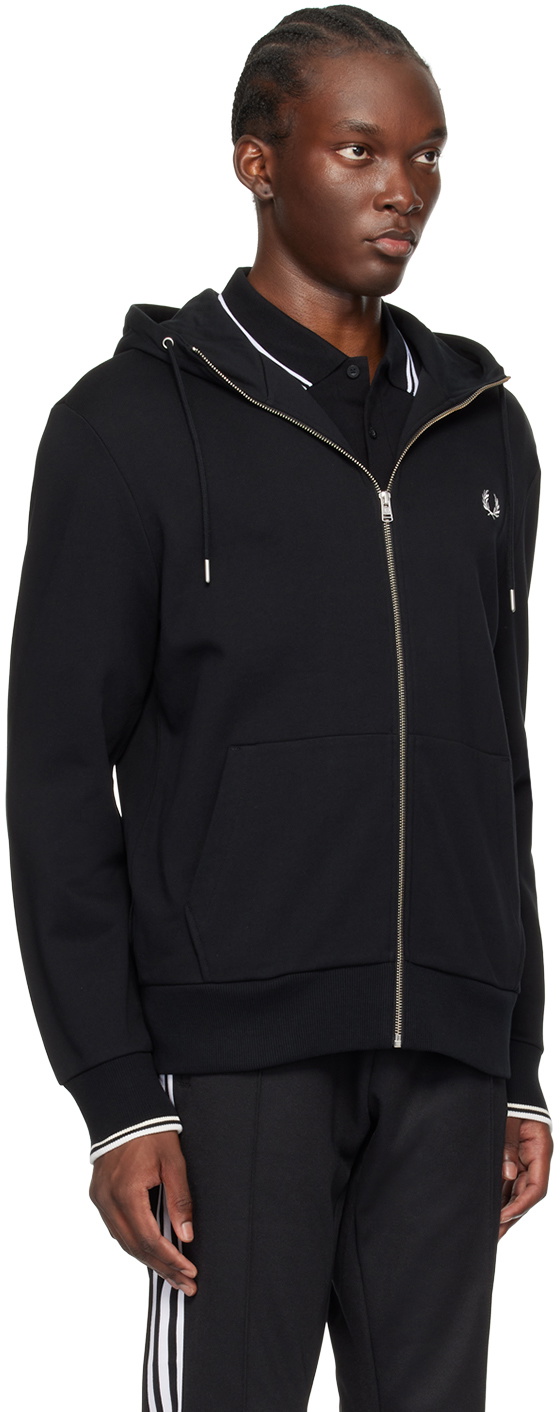 Fred Perry Black Zip Through Hoodie Fred Perry