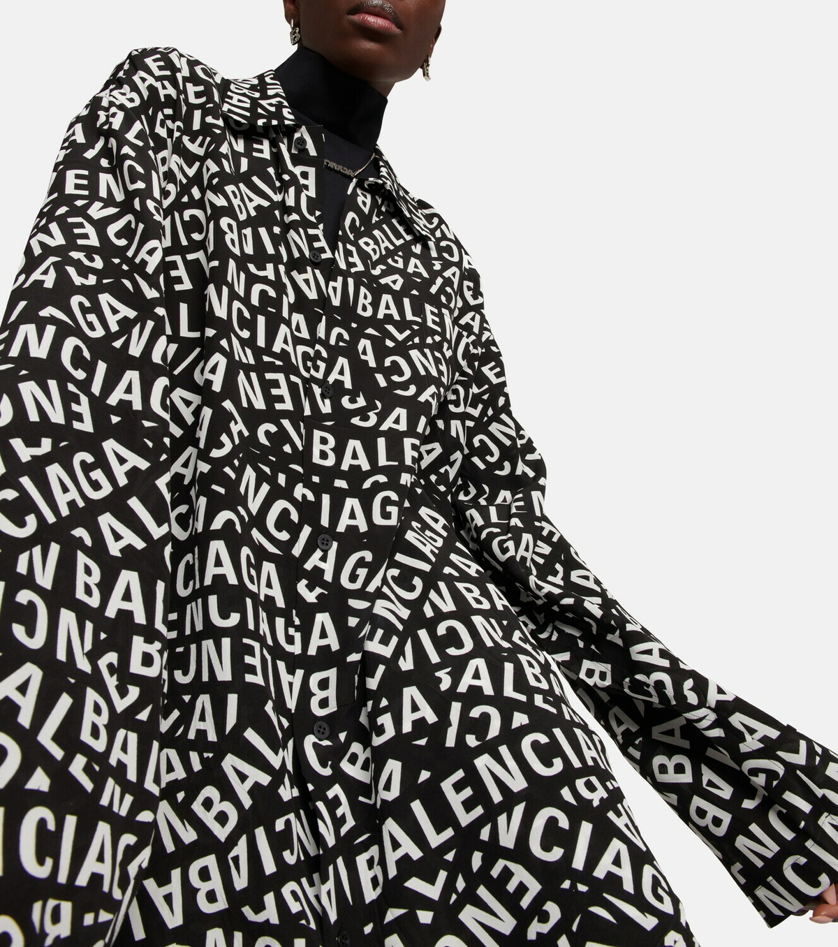 Balenciaga - Logo-print silk crêpe de chine shirt Balenciaga