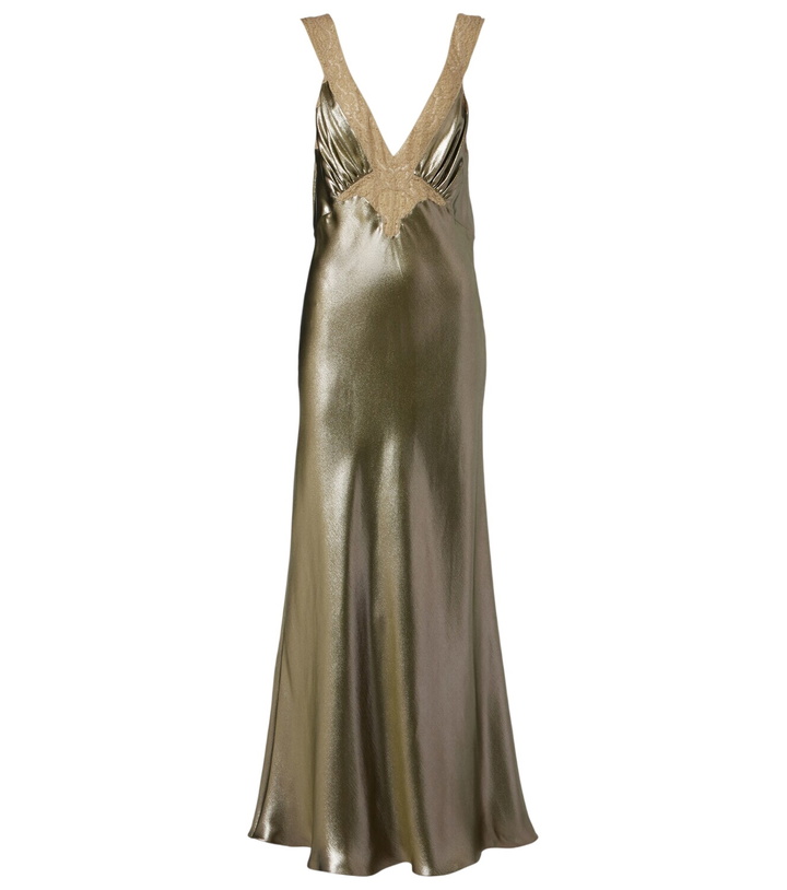 Photo: Saint Laurent Lace-trimmed silk charmeuse slip dress