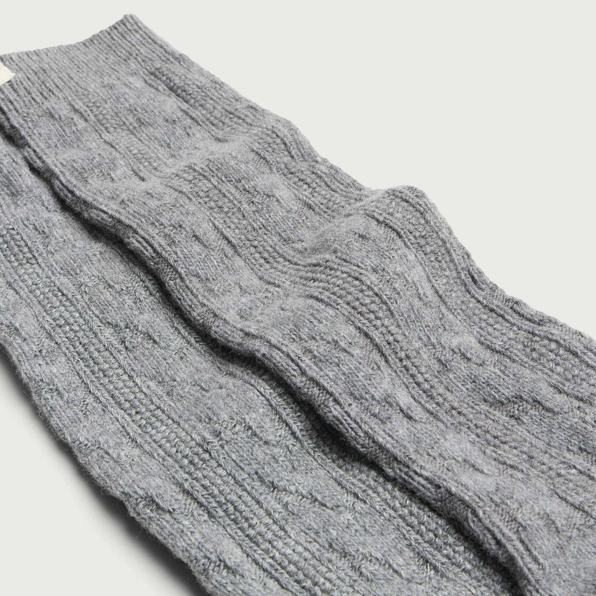 Damson Madder Women's Cable Knit Long Cosy Sock in Grey