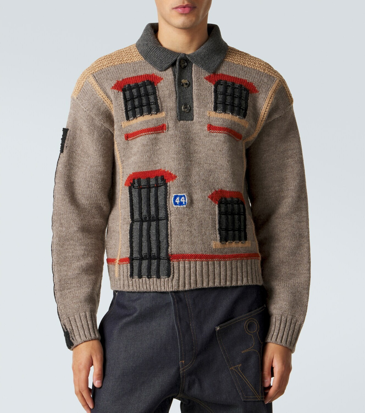 JW Anderson Embroidered wool polo sweater