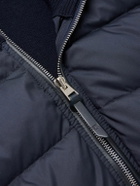 TOM FORD - Leather-Trimmed Quilted Shell and Wool Down Jacket - Blue