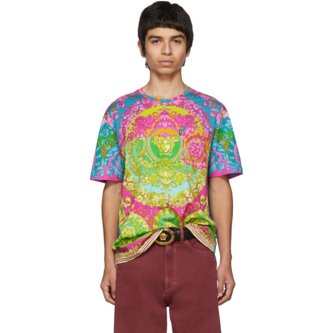 Photo: Versace Multicolor Fluo Barocco Print T-Shirt