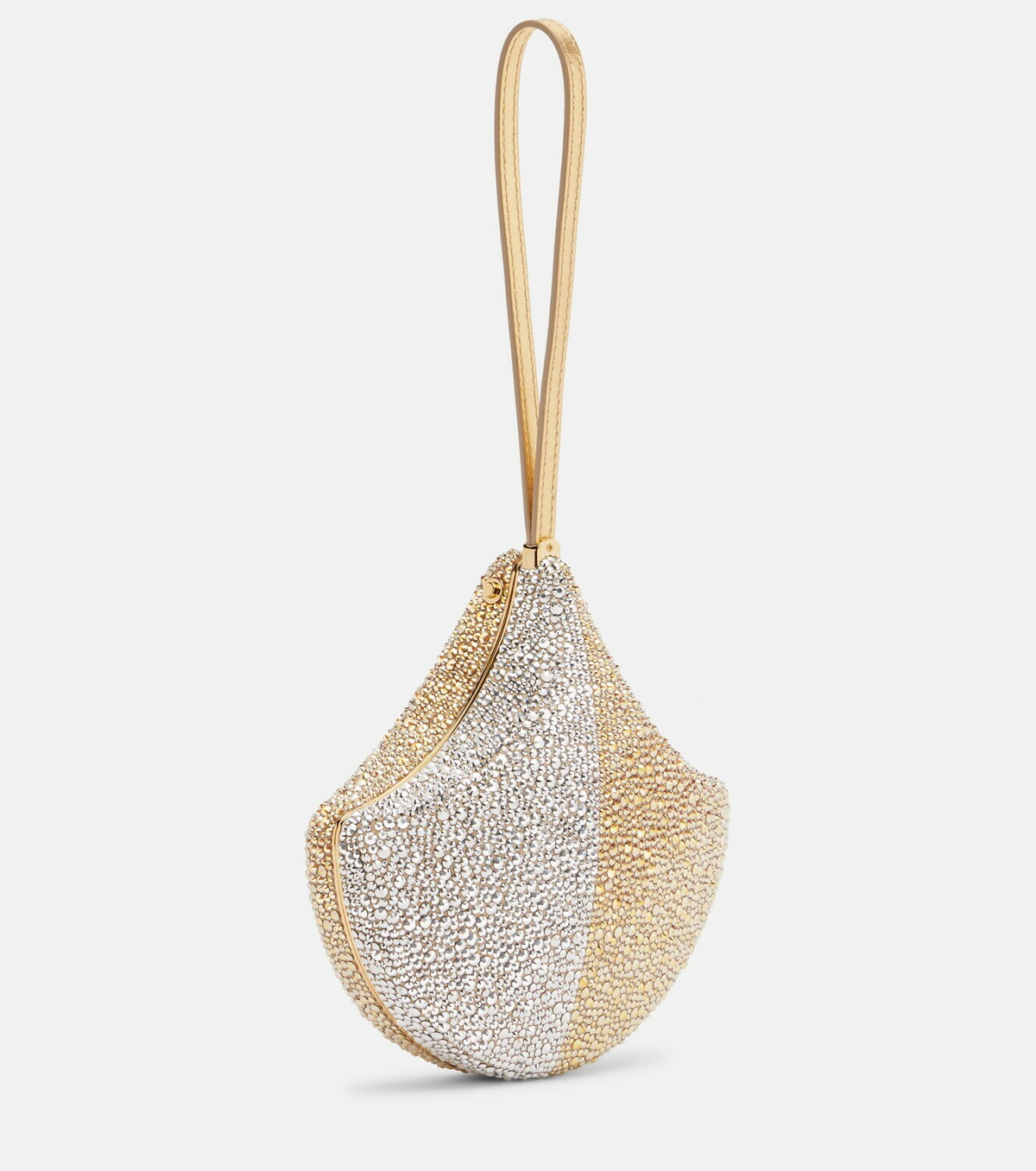 Bvlgari Ginkgo crystal-embellished suede clutch