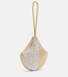 Bvlgari Ginkgo crystal-embellished suede clutch