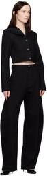 ALAÏA Black Cropped Hooded Denim Jacket