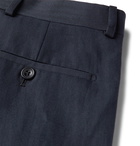 Kingsman - Slim-Fit Herringbone Cotton and Linen-Blend Trousers - Blue