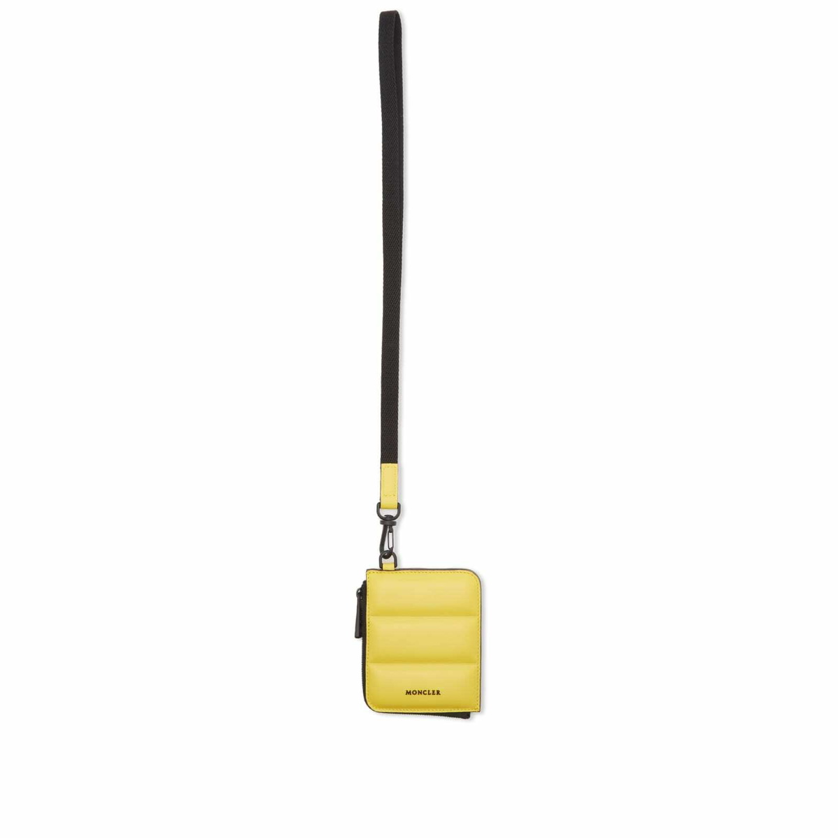 MONCLER フラットウォレットスモール　イエローL型　ストラップ付き Moncler Men's Flat Small Wallet in Yellow Moncler