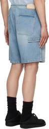 Solid Homme Blue Elasticized Waist Denim Shorts
