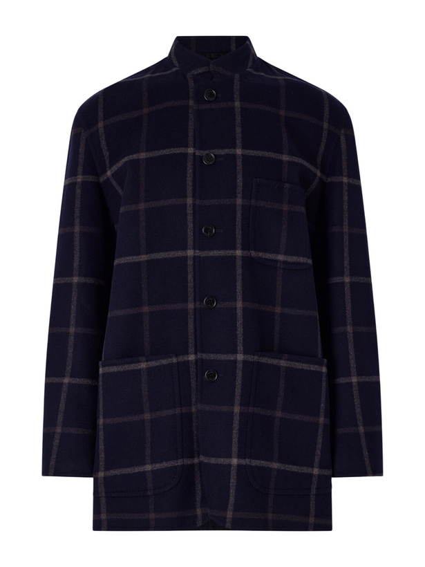Photo: Dunhill - Checked Wool-Blend Coat - Blue