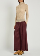 Issey Miyake Pleated Chiffon top Beige