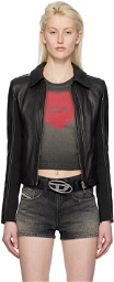 Diesel Black L-Sask Leather Jacket
