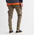 Greg Lauren - Skinny-Fit Rivet-Detailed Cotton-Blend Twill Drawstring Cargo Trousers - Green