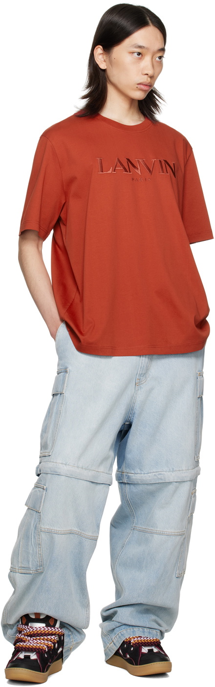 【関税込み】Lanvin レッド Archives Print クラシック Tシャツ 5.6オンス ヘビーウェイトTシャツ | レディース | 1枚 | 00085