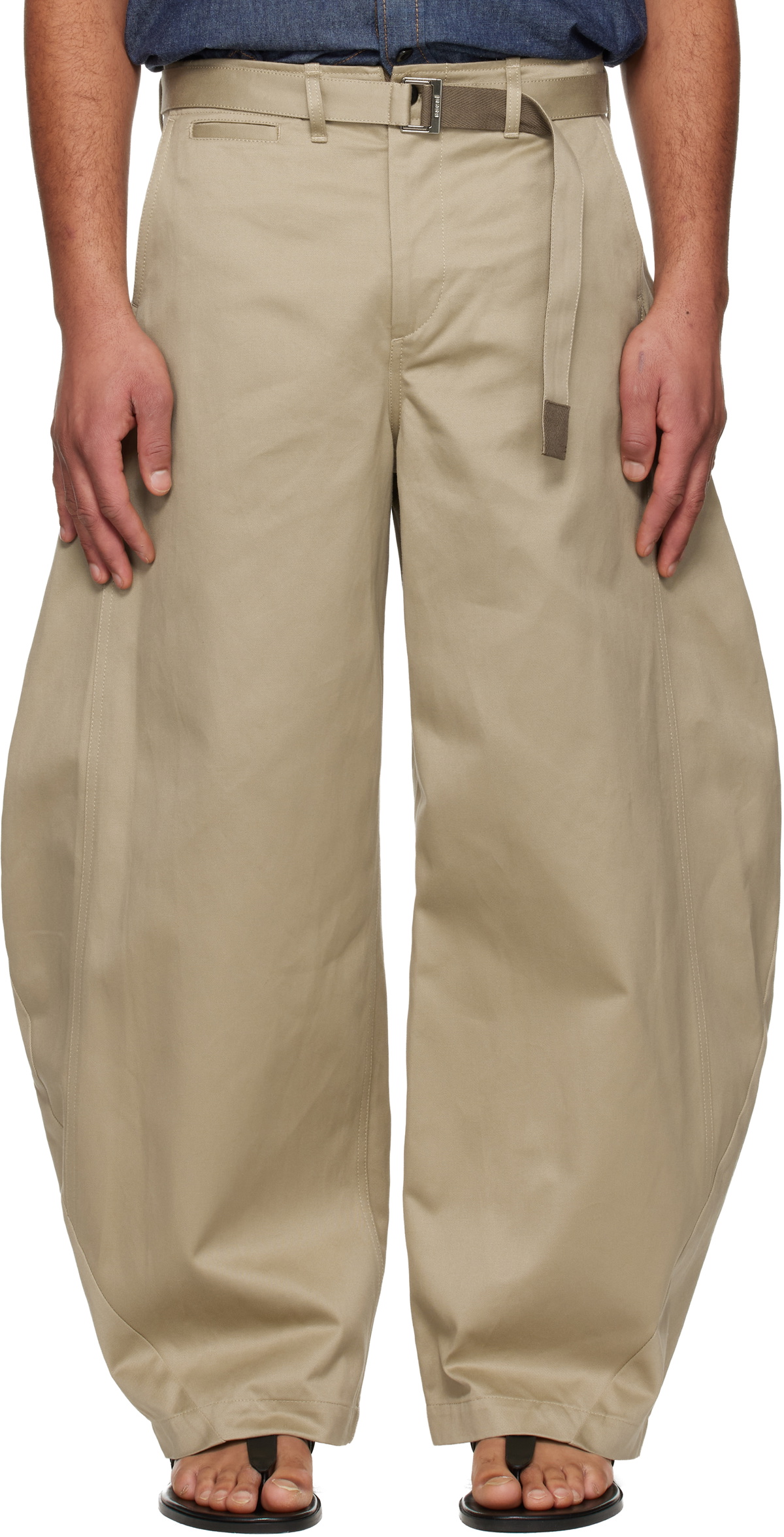 sacai Taupe Cotton Chino Trousers Sacai