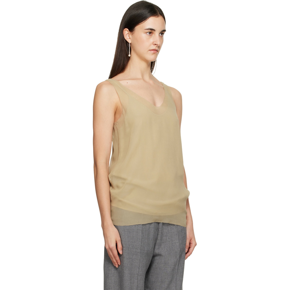 TOTEME Beige Chiffon Slip Top