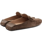 Tod's - Gommino Collapsible-Heel Nubuck and Leather Driving Shoes - Brown