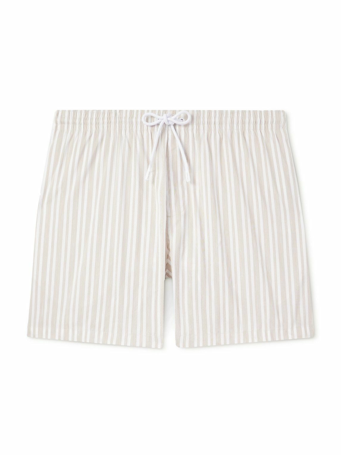 Loro Piana - Daneu Straight-Leg Mid-Length Striped Swim Shorts - Neutrals