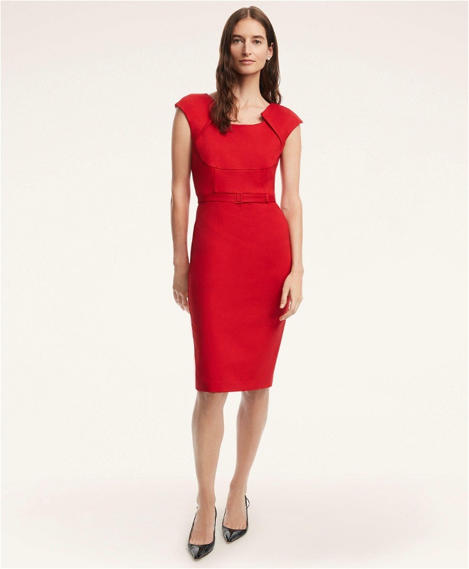Photo: Brooks Brothers Women's Ponte Belted Sheath Dress | Red