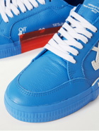 Off-White - Suede-Trimmed Full-Grain Leather Sneakers - Blue