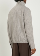 Herno Houndstooth Linen-blend Bomber Jacket Taupe