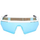 Prada Eyewear Men's Linea Rossa PS 01YS Sunglasses in Matte White/Light Green Mirror Blue
