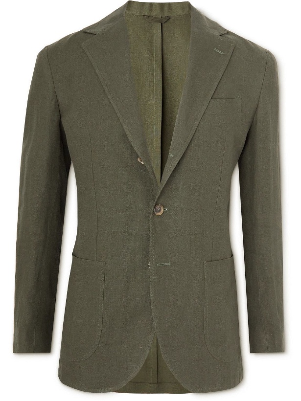 Photo: De Petrillo - Unstructured Linen Suit Jacket - Green