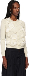 Comme des Garçons Comme des Garçons Off-White Lambswool Jersey X Flower Embroidery Cardigan