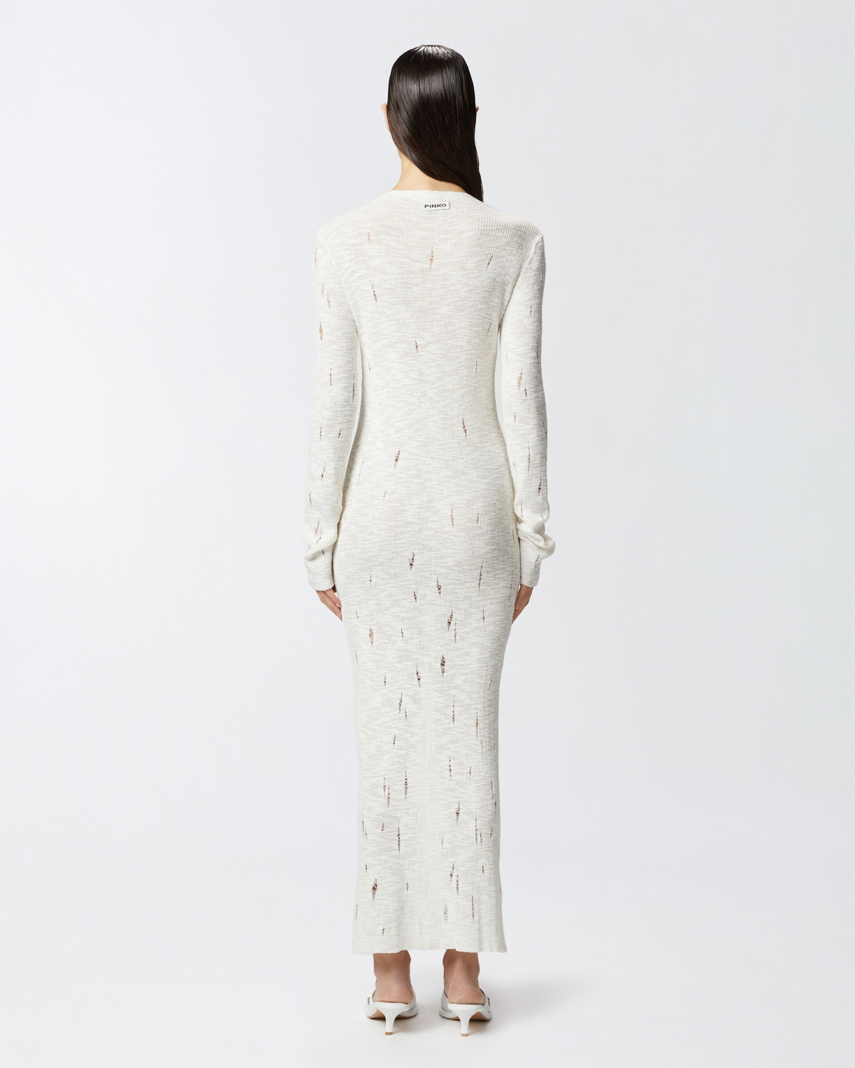 Pinko Long Cardigan Dress In Light Knit With Tears Snow White