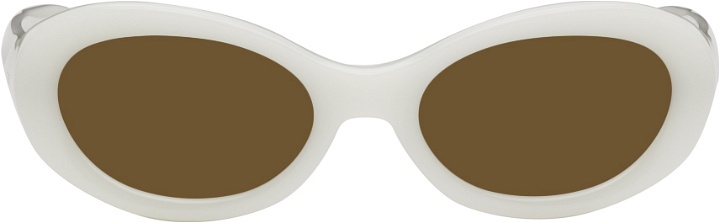 Photo: Dries Van Noten White Linda Farrow Edition Oval Sunglasses