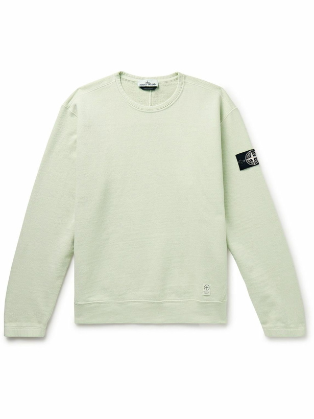 Photo: Stone Island - Logo-Appliquéd Cotton-Jersey Sweatshirt - Green