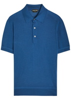 Tom Ford Gauge Cashmere and Silk-blend Polo Shirt Blue