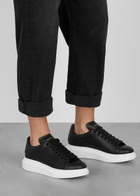 Alexander McQueen Oversized Black Leather Sneakers, Sneakers, Black
