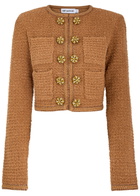 Self-portrait Embellished Bouclé Tweed Jacket Brown