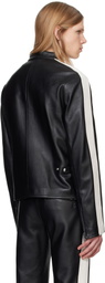 Courrèges Black & White Contrast Biker Leather Jacket