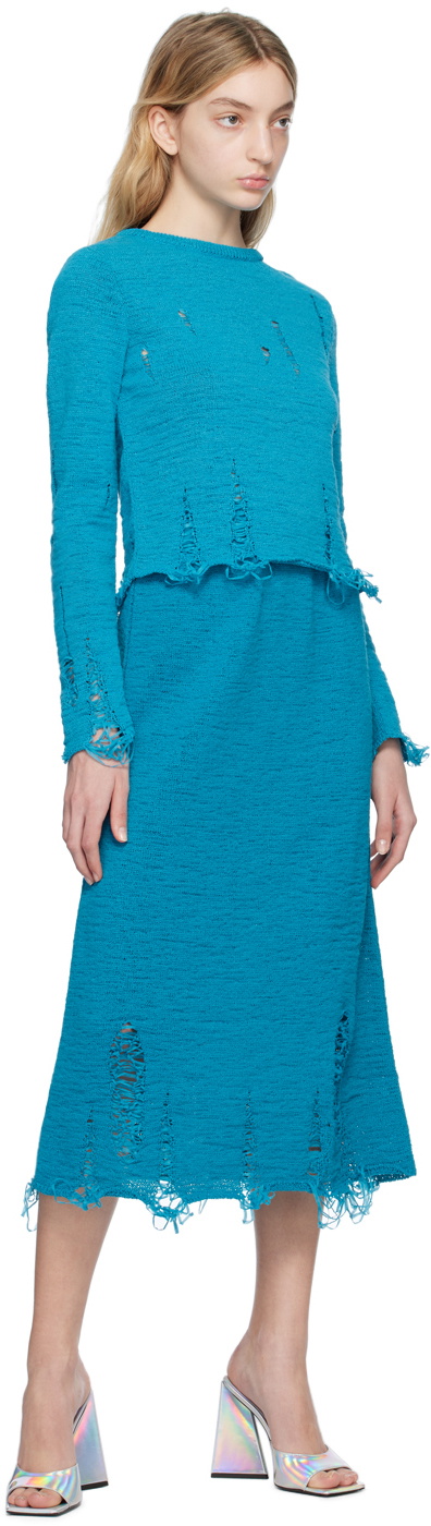Song for the Mute Blue Distressed Midi Skirt
