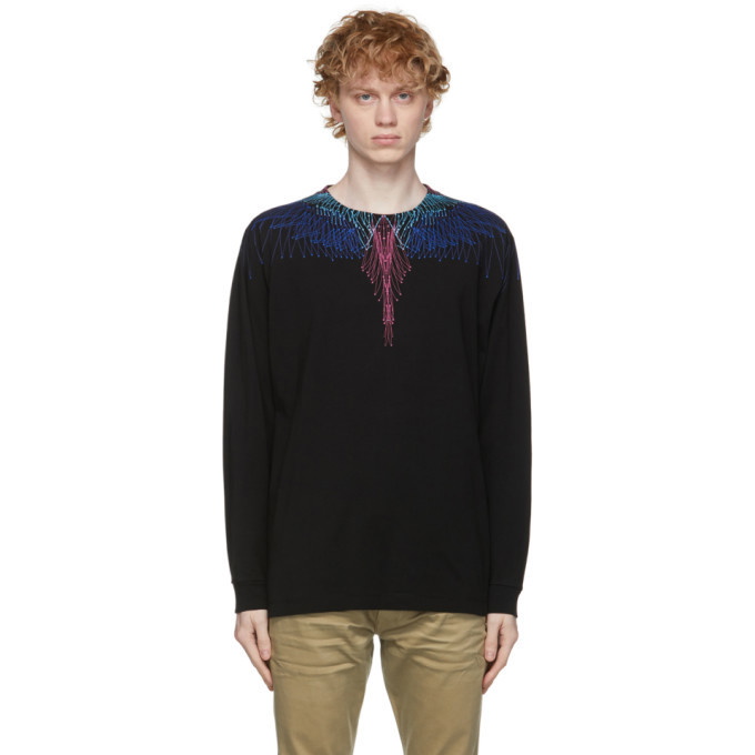 Photo: Marcelo Burlon County of Milan Black and Multicolor Wings Long Sleeve T-Shirt