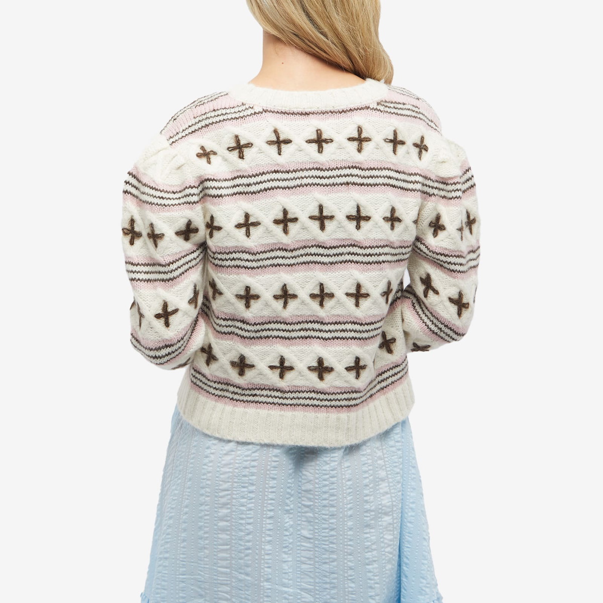 Shrimps Women's Flower Knit Cardigan in Cream/Brown/Pearl