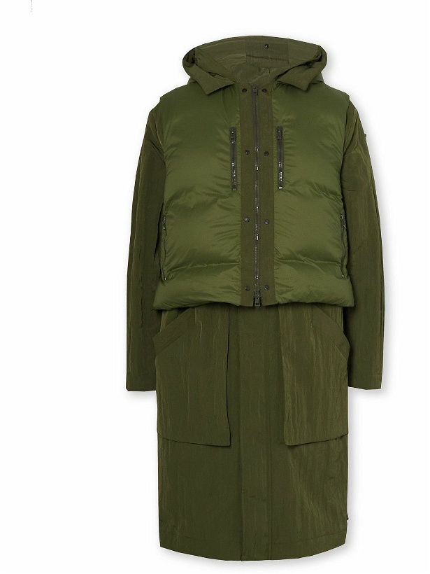 Photo: SAIF UD DEEN - Crinkled-Canvas Parka with Detachable Shell Gilet - Green