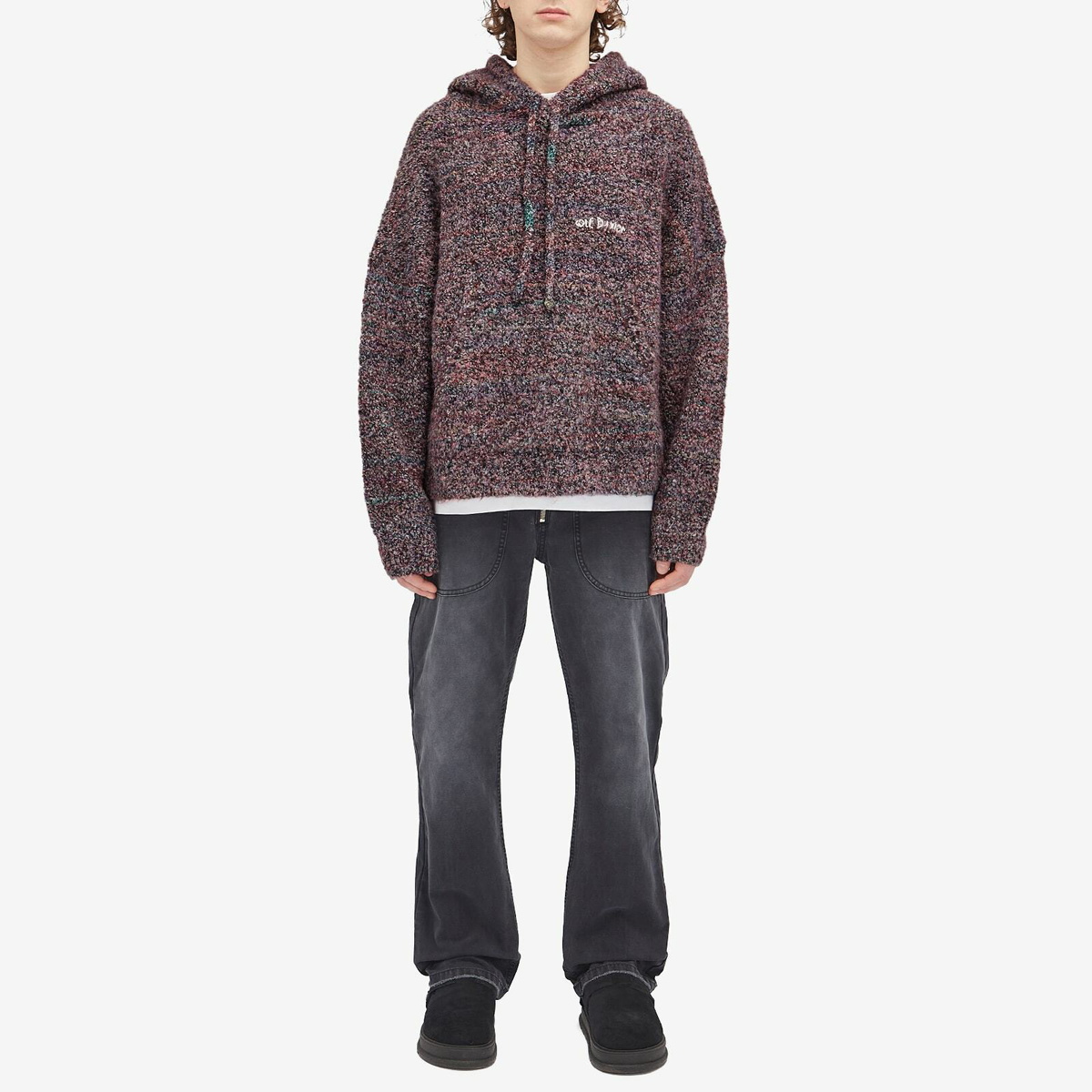 Cole Buxton Men's Muti Boucle Knitted Hoodie in Multi