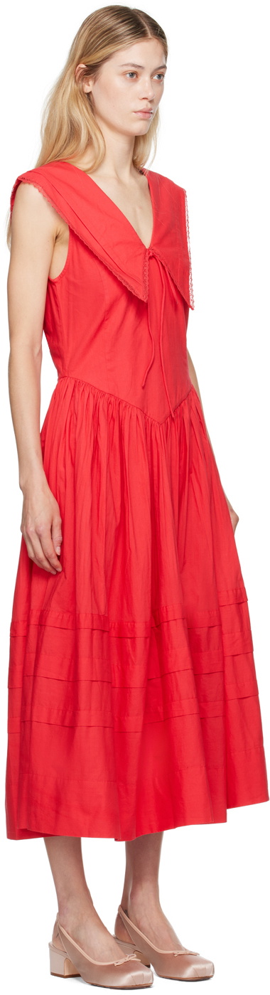 Sandy Liang Red Opa Midi Dress