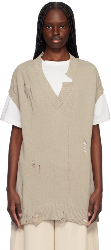 Photo: YOHJI YAMAMOTO Taupe 7G2P Jersey V Neck Vest