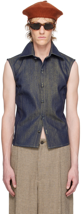 Photo: Theophilio SSENSE Exclusive Blue & Gold Denim Vest