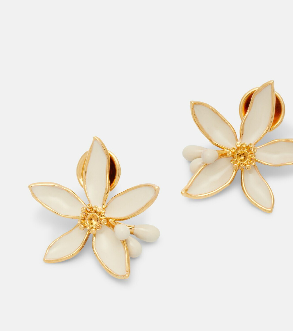 Oscar de la Renta Orange Blossom enamel earrings